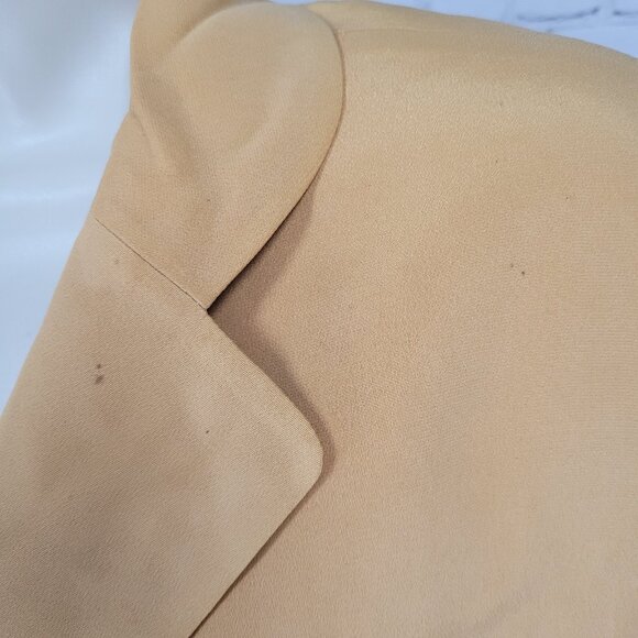 VTG Kasper & Company Yellow 100% Silk Buttoned Lined Notch Suit Jacket 12 - Picture 6 of 16
